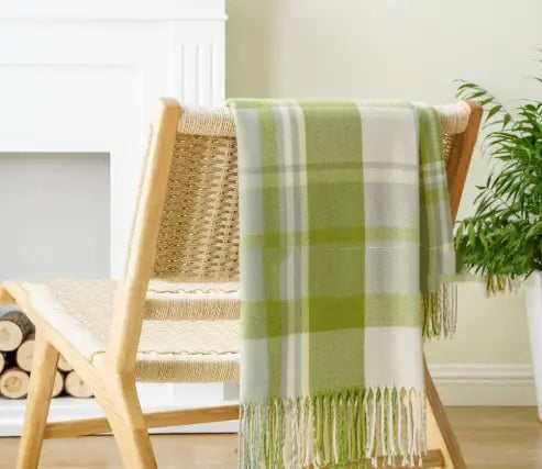 Plaid Tassel Cashmere-Like Throw Blanket