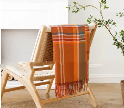 Plaid Tassel Cashmere-Like Throw Blanket
