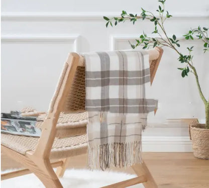 Plaid Tassel Cashmere-Like Throw Blanket