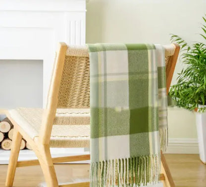 Plaid Tassel Cashmere-Like Throw Blanket