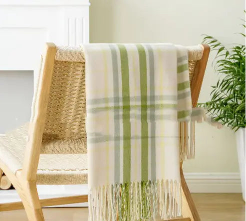 Plaid Tassel Cashmere-Like Throw Blanket