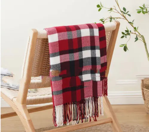 Plaid Tassel Cashmere-Like Throw Blanket